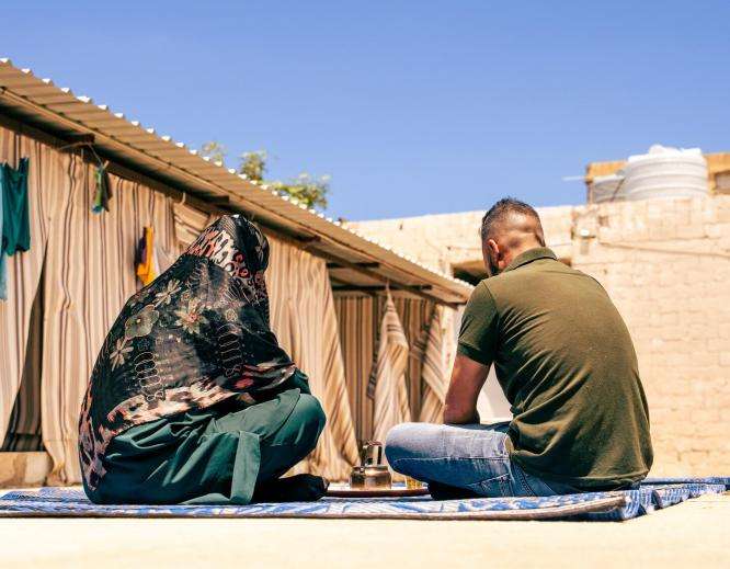 A displaced couple in Lebanon.