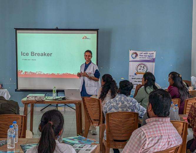 Thiviya Kandiah, MSF Mental Health Activity Manager, conducts a session with local volunteers in Badulla, Badulla district, Uva Province, Sri Lanka.